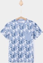 Tiffosi-jongens-t-shirt-Boards-palmprint-kleur: blauw, grijs, wit-maat 104