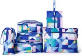 Qpacks - Ultra Urban Packing Cubes set 6-delig - Waterdicht - Patroon - Kleuren Print - Toilettas - Koffer Organiser - Backpack
