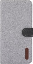 Apple iPhone 7 - iPhone 8 Book Case - Grijs - Wallet Denim Cover - Spijkerstof Hoes