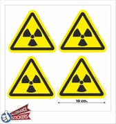 Radioactieve stoffen, sticker geel zwart 10 cm.