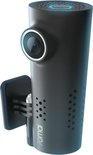 Cilindrische 70Mai dashcam in het zwart met een zilveren camera en bevestiging.