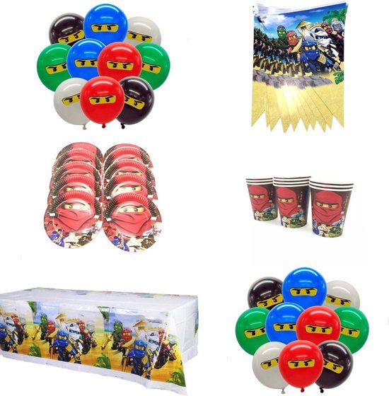 Lego Ninjago party 42 décoration de fête - 20 ballons - 10 assiettes - 10  tasses -... | bol.com