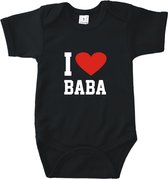 Go Mama - Rompertje - I love Baba - Romper zwart korte mouw - Maat 62/68 - Vaderdag - Voor Papa - zwangerschap aankondiging * baby cadeau * kraamcadeau