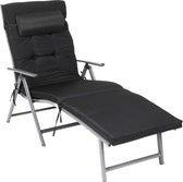 MIRA Home Deck Chair - Chaise de jardin confortable en aluminium inoxydable noir - 180x60x39