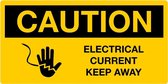 Sticker 'Caution: Electrical current keep away', 100 x 50 mm