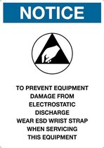Sticker 'Notice: Prevent equipment damage wear esd wrist strap', 297 x 210 mm (A4)