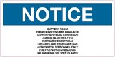 Sticker 'Notice: Battery box, battery inside' 150 x 75 mm