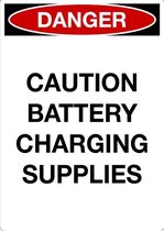 Sticker 'Danger: Caution, battery charging supplies' 297 x 210 mm (A4)
