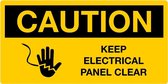Sticker 'Caution: Keep electrical panel clear', 300 x 150 mm