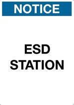 Sticker 'Notice: ESD station', 297 x 210 mm (A4)
