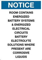 Sticker 'Notice: Room contains energized electrical circuits' 297 x 210 mm (A4)