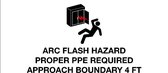 Sticker 'Universal: Arc flash hazard PPE required approach boundary', 300 x 150 mm