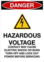 Sticker 'Danger: Hazardous voltage will shock' 105 x 148 mm (A6)