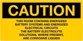 Sticker 'Caution: This rooms contains energized battery system' 300 x 150 mm