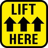 Lift here sticker 25 x 25 mm - 10 per vel