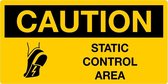 Sticker 'Caution: static control area', geel, 150 x 75 mm