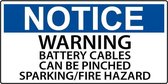 Sticker 'Notice: Warning, battery cables can be pinched' 100 x 50 mm