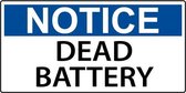 Sticker 'Notice: Dead battery' 200 x 100 mm