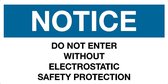 Sticker 'Notice: Do not enter without electrostatic safety protection', 100 x 50 mm