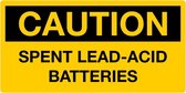 Sticker 'Caution: Spent lead acid batteries' 150 x 75 mm