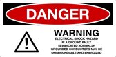 Sticker 'Danger: Warning, several dangers' 300 x 150 mm