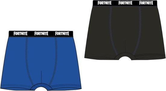 2 Pack Boxershorts - Fortnite - blauw - zwart - maat 176 cm / 16 jaar