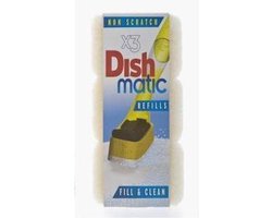 Dishmatic Schuursponsjes Krasvrij Navulling | 3 Stuks |Afwasborstel Met Zeep Dispenser