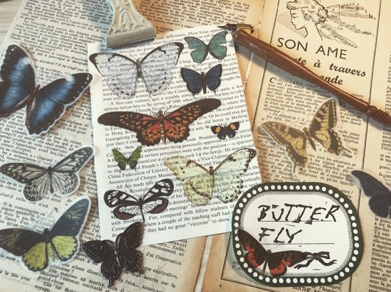 Vlinder Stickers – Natuur Outdoor – set 50 stuks – Laptop Stickers – Stickervellen