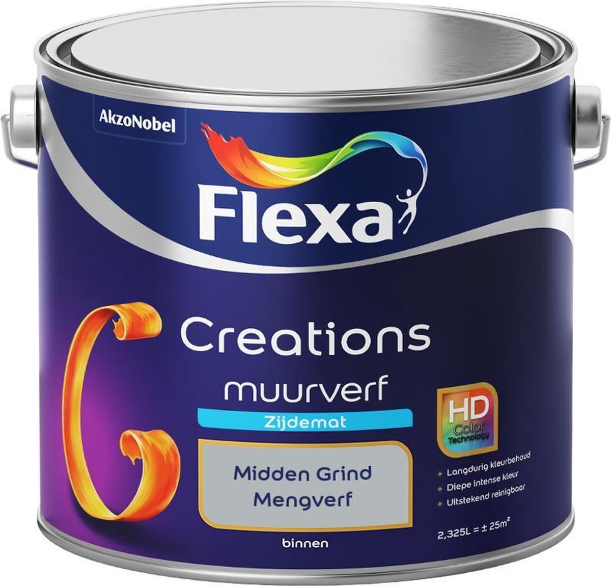 Flexa Creations - Muurverf Zijde Mat - Mengkleuren Collectie - Midden Grind - 2,5 liter