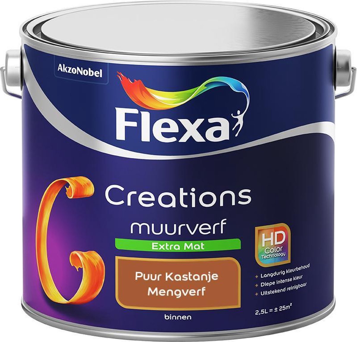 Flexa Creations Muurverf - Extra Mat - Mengkleuren Collectie - Puur Kastanje - 2,5 liter