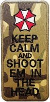 Keep Calm & Shoot Em In The Head Resident Evil Geborduurde camo patch embleem met klittenband
