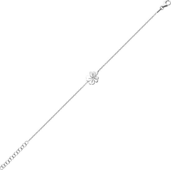 Glams Armband Klaver 1,0 mm 17 + 3 cm - Zilver