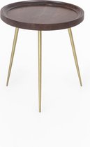 Houten bijzettafeltje rond 52x46 cm – Vintage Look bijzet tafel – Stijlvol Design tafeltje - Perfecthomeshop