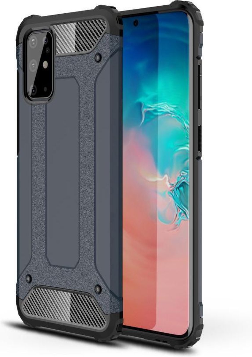 Armor Hybrid Back Cover - Geschikt voor Samsung Galaxy S20 Plus Hoesje - Donkerblauw