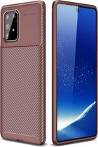 Samsung Galaxy S10 Lite Hoesje - Carbon Fiber TPU Case - Bruin