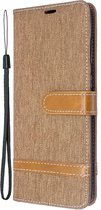 Denim Book Case - Samsung Galaxy S20 Plus Hoesje - Bruin