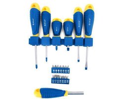 Kinzo Schroevendraaierset/ Bitset - 21-Delig - 3x Kruiskop, 3x Sleufkop - 14 Bits in diverse Soorten en Maten, o.a. Torx