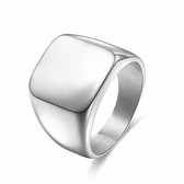 Zegelring Heren Zilver kleurig - 17-23mm - Ringen Mannen - Ring Heren - Valentijnsdag voor Mannen - Valentijn Cadeautje voor Hem - Valentijn Cadeautje Vrouw