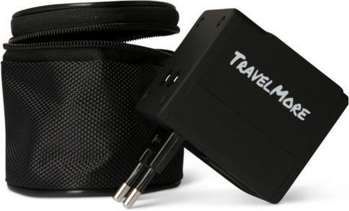 TravelMore Universele Reisstekker met 2 USB Poorten - Internationale Reis Adapter voor 150+ landen - Engeland (UK) - Amerika (USA) - Australië - Azië - Zuid Amerika - Afrika - Wereld Stekker - Oplader – Zwart - TRVLMORE