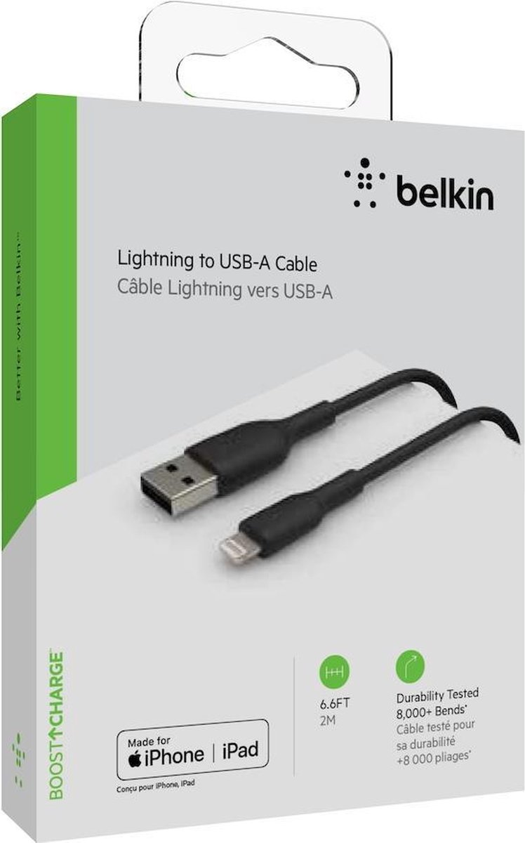 Belkin iPhone Lightning naar USB kabel - 2m - zwart | bol.com