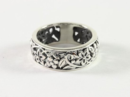 Bague ajourée en argent avec motif floral - taille 17,5