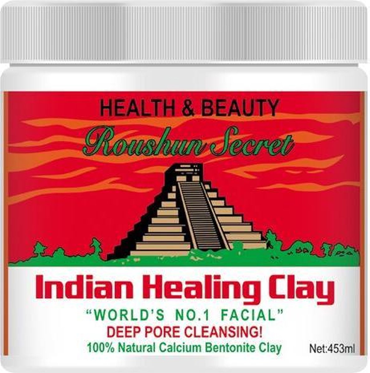 Roushun® - Aztec Secret Indian Healing Clay met calcium - Bentoniet klei gezichtsmasker om alle mee-eters te verwijderen. Helpt om verstopte poriën te verschonen- Unisex - 454 g
