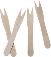 100x fourchettes / fourchettes à copeaux jetables en bois 8,5 cm - Durable - Choix respectueux de l'environnement / respectueux de l'environnement