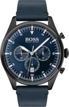 Hugo Boss Pioneer 1513711 Horloge - Leer - Blauw - Ø 44 mm