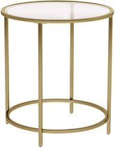 Table basse Vasagle / ⌀ 50 cm - Table ronde en verre - Structure en fer doré