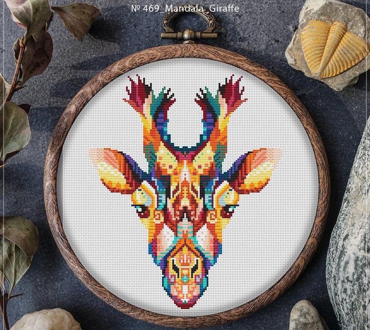 Borduurpakket MANDALA GIRAF- awsome patterns - telpatroon om zelf te borduren