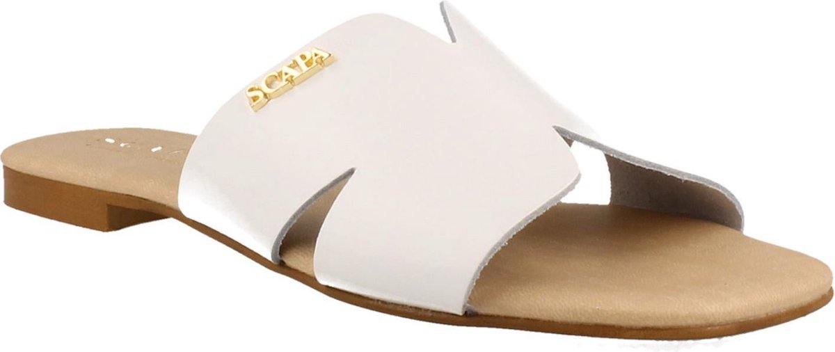 Scapa Slipper Dames Uitgesneden Leder Slipper - Wit | 37 | bol.com