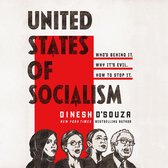 Livre "United States of Socialism" par Dinesh D'Souza, avec des images de quatre personnes et du texte rouge et noir.