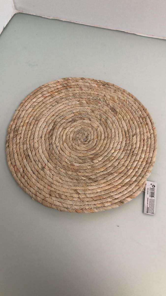 Rieten gevlochten placemats 38 cm rond bol