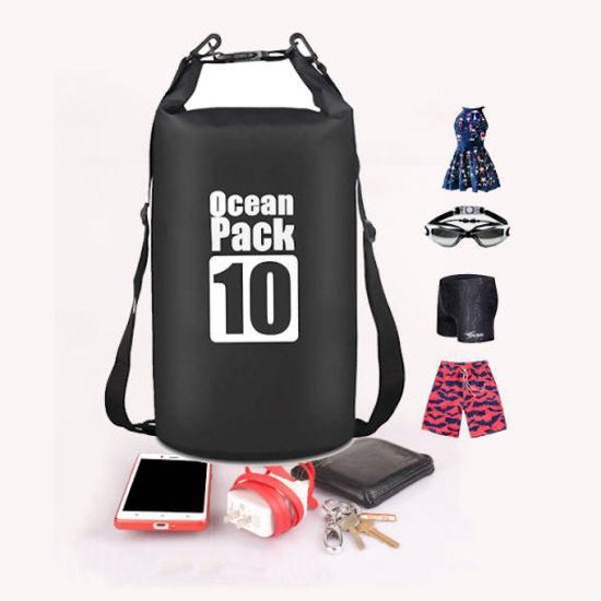 Oceaan Pack 10 Liter - Dry Bag - outdoor droogtas - zwart